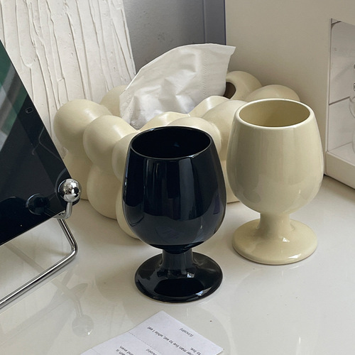 Korean ins style original solid color ceramic red wine glass home wine glass particularly beautiful tall glass