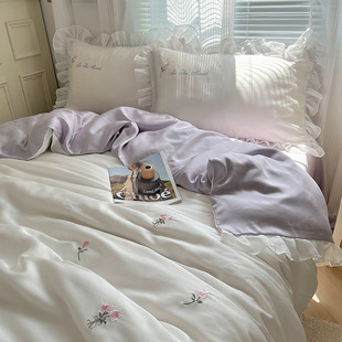 Ice feather 2024 new ice silk embroidery summer quilt summer cool quilt air conditioning quilt four-piece set-style three