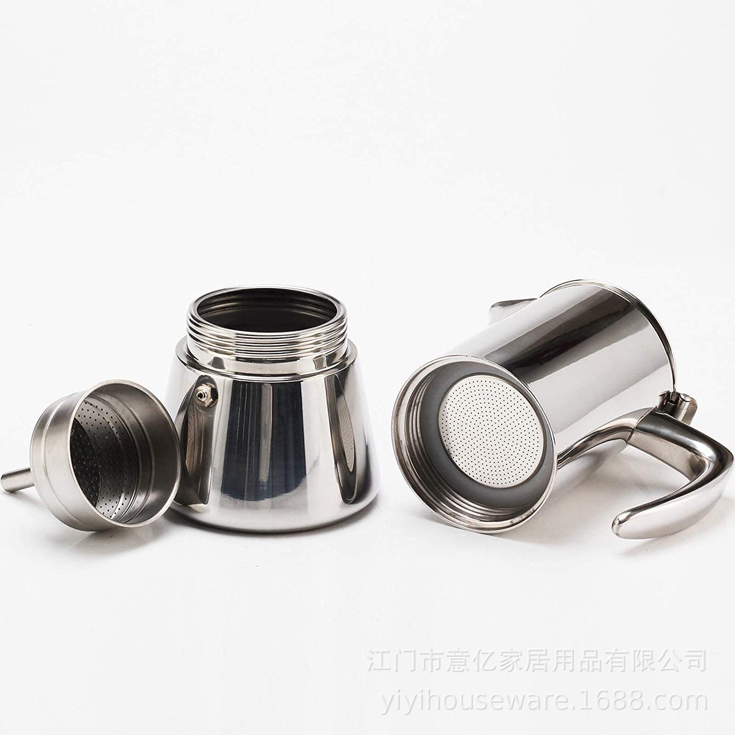 Cross-border best-selling stainless steel moka pot, suitable for induction cookers, portable Italian espresso maker, household moka pot