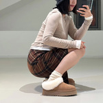 UG家同款复刻无标女士时尚舒适茸茸毛鞋领厚底圆头休闲懒人毛毛鞋