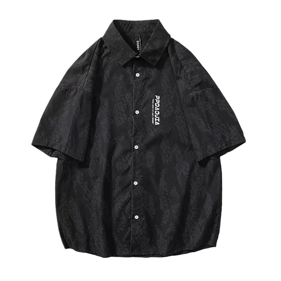 Summer Men's Short-sleeved Shirt Japanese Style Trendyy Ice Silk Shirt Jacket Trendy Brand Casual Thin Boys' Top Loose