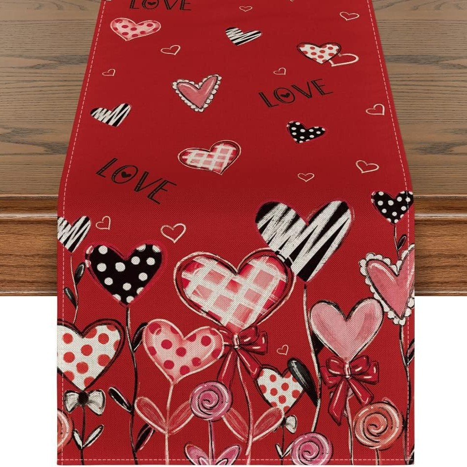 Novedad transfronteriza: Camino de mesa de lino estampado, decoración para sofá, ambiente festivo, estilo nórdico, tira larga.