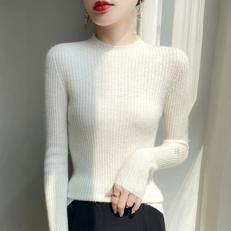 Cross-Border Wholesale of High-End Ready-To-Wear Seamless Round-Neck Ribbed Long-Sleeve Women's Tops, Slim-Fit Pullover Knitwear Cross-Border Wholesale of High-End Ready-To-Wear Seamless Round-Neck Ribbed Long-Sleeve Women's Tops, Slim-Fit Pullover Knitwear