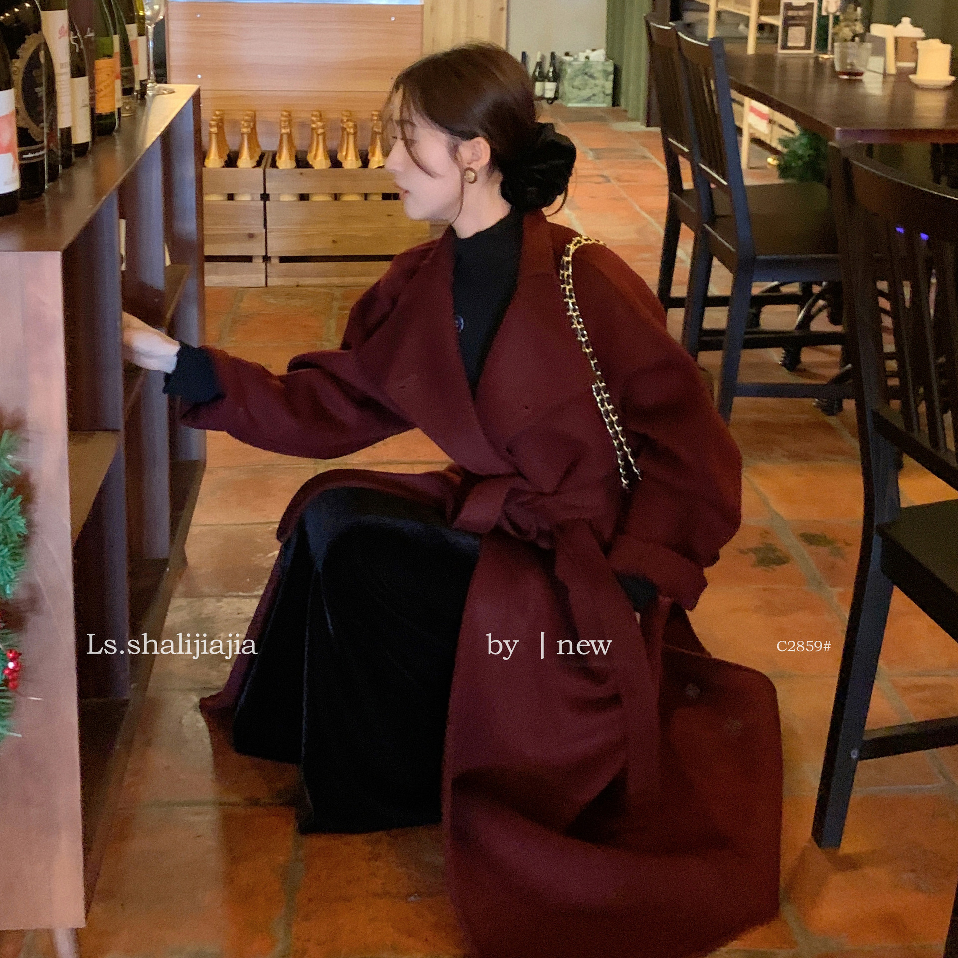LS는 높은 수준의 한국 복고풍 긴 울 모직 코트에 가을과 겨울 새 코트 여성의 C2859