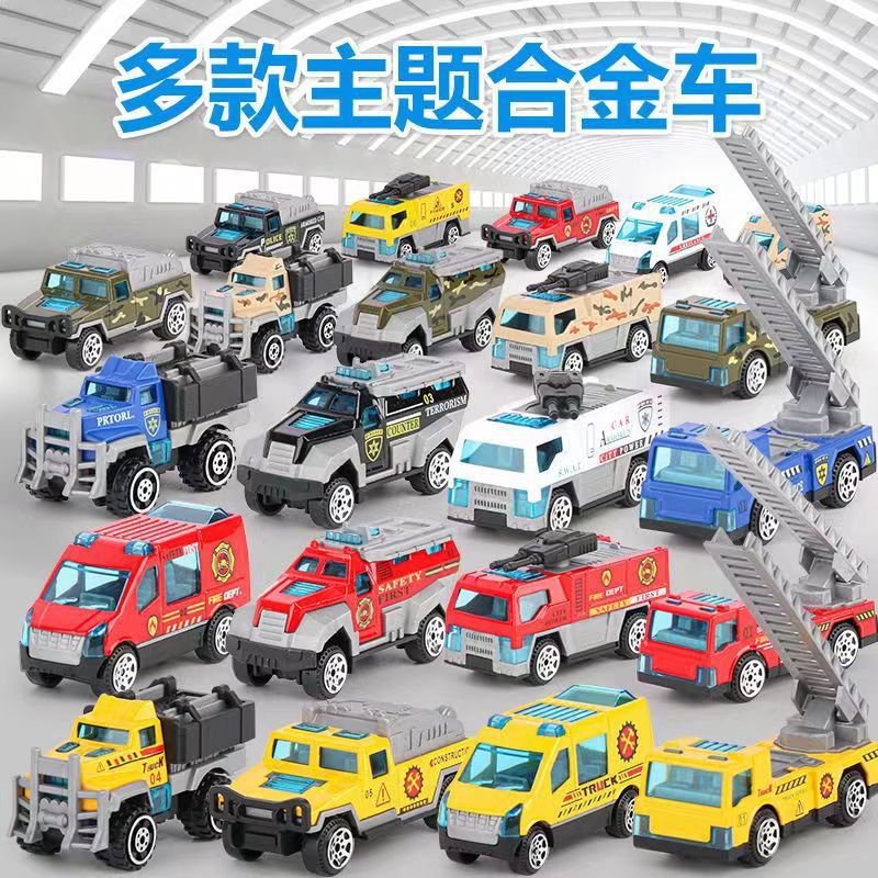 Tire hacia atrás de aleación modelo de coche deslizante vehículo de ingeniería coche deportivo puesto de juguete para niños fábrica de juguetes al por mayor