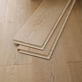 3mm Pure Three-Layer Solid Wood Composite Floor Oak Wood Color Cream Style Home Floor Heating Lock Large Board Enf