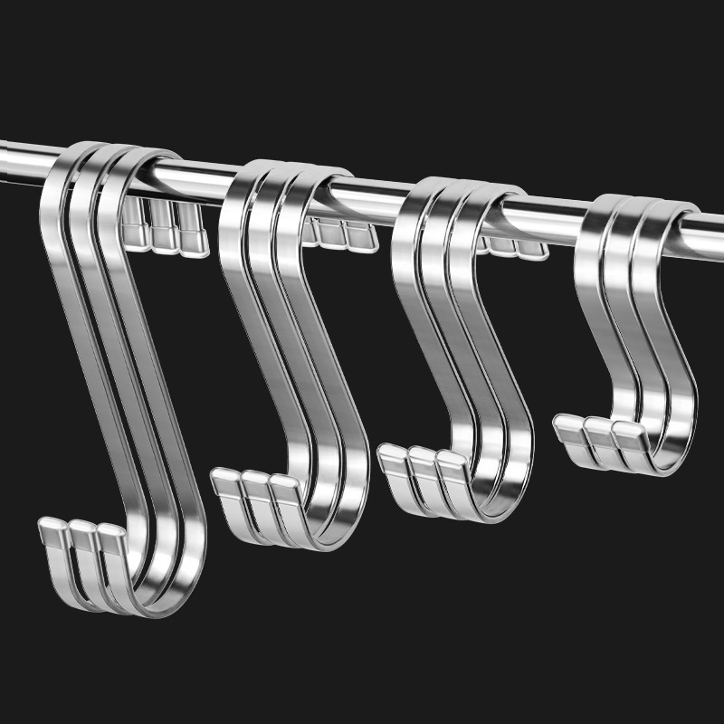Thickened and Thickened Flat Line Stainless Steel S-Shaped Hook Flat Strip S-Shaped Household Storage Hook Kitchen Bathroom S-Hook Thickened and Thickened Flat Line Stainless Steel S-Shaped Hook Flat Strip S-Shaped Household Storage Hook Kitchen Bathroom S-Hook