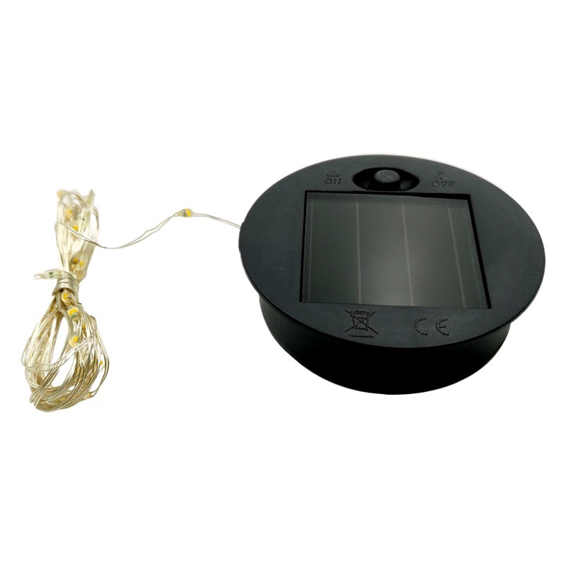 Lámpara solar, lámpara de cadena, 7cm, accesorios de caja de batería redonda, artesanías de plástico, botellas de vidrio, accesorios de lámpara de cerámica