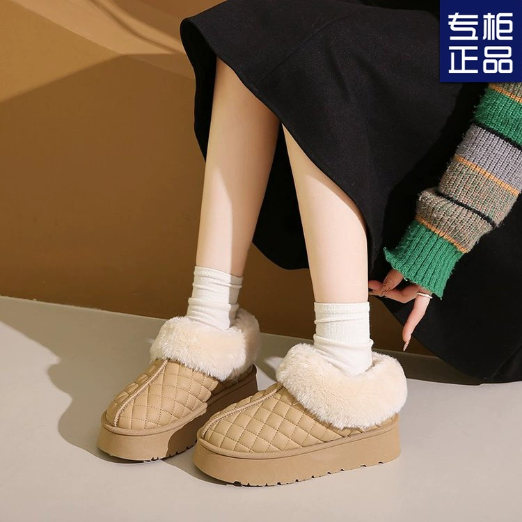 Keep warm fleece non-slip low boots platform, shoes