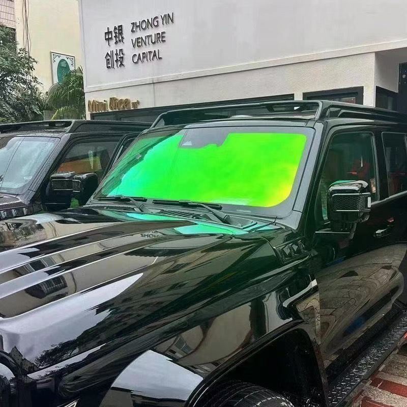 Royal Purple Iridescent Car Window Film, Front Windshield Sunscreen and Heat Insulation Film, High Privacy Ghost Rose Solar Film