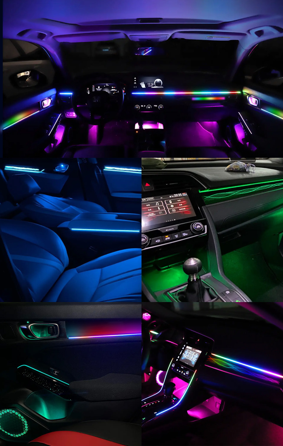 Car Ambient Lighting for Honda Civic 16-21 Interior Atmosphere Lamp