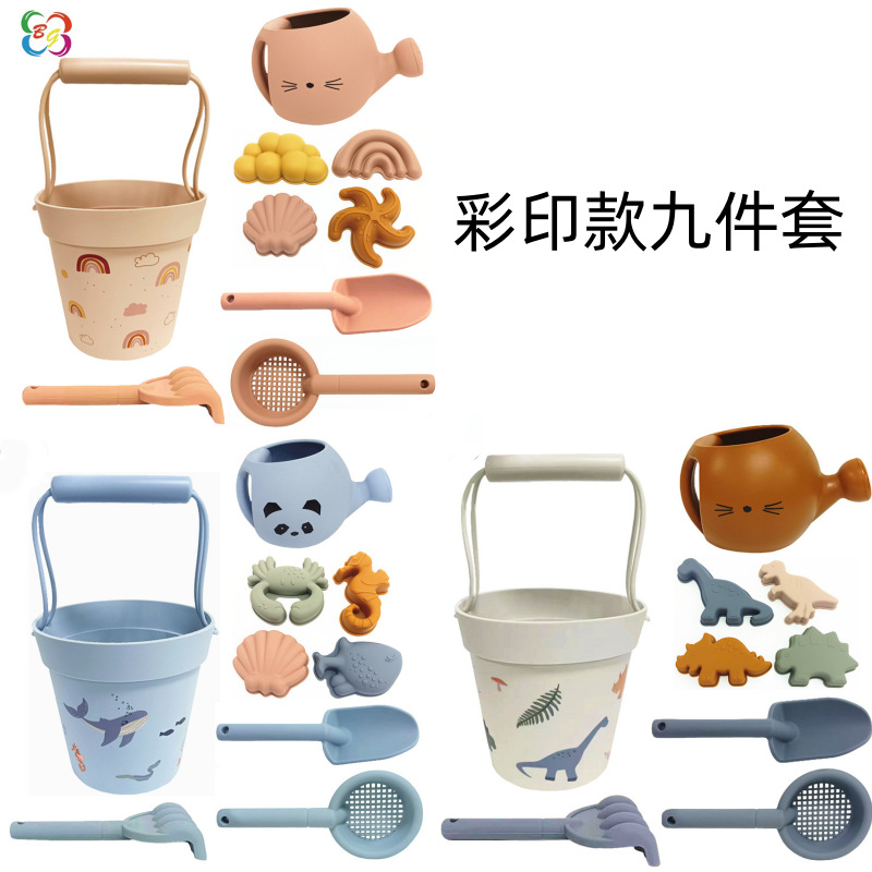 Juego de herramientas de silicona para niños para jugar en la arena, pala para la playa, molde de arena con modelo de animales de nieve, juguetes de playa