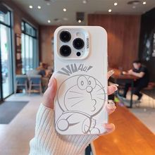 线条哆啦A梦适用苹果17手机壳iPhone15Pro卡通16Pro可爱14Pro创意
