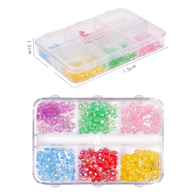 Nueva celebridad en línea transfronteriza ins estilo 6 cuadrícula Aurora color caramelo en caja joyería pequeña cereza pequeña diamante redondo rosa joyería