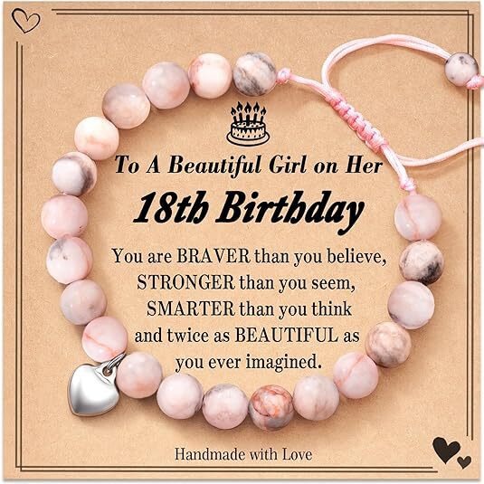 Cross-border Amazon Natural Stone 8mm Woven Powder Zebra Beaded Bracelet Girls Birthday Gift Greeting Card Hand Stringers