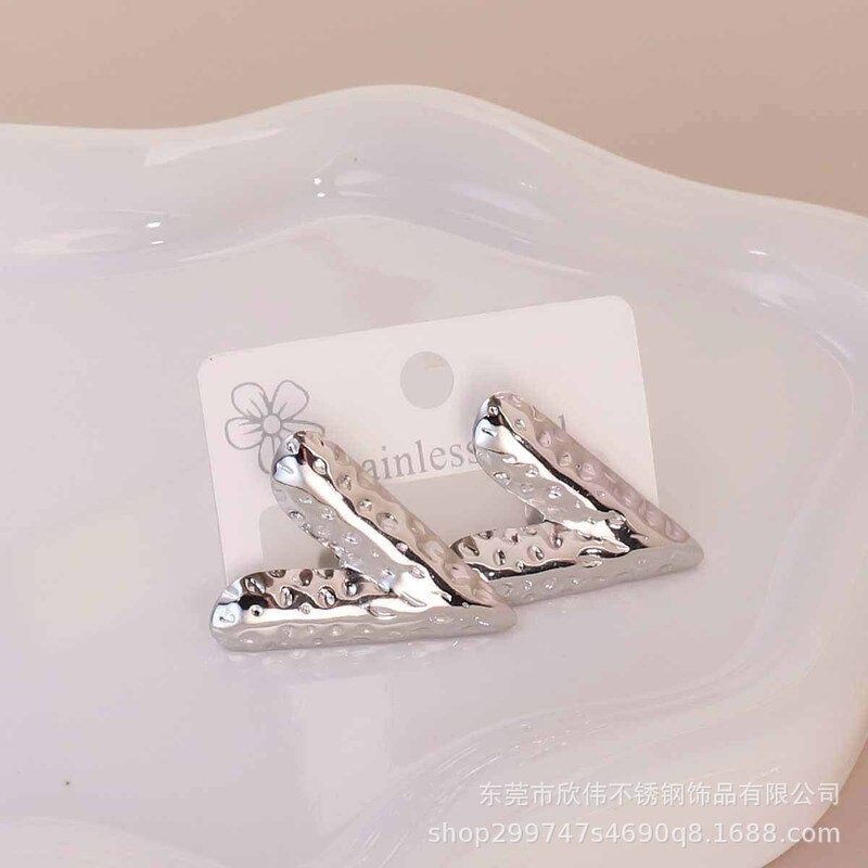 跨境欧美夸张潮流光面耳环朋克冷淡风几何不规则耳钉不锈钢耳饰|undefined