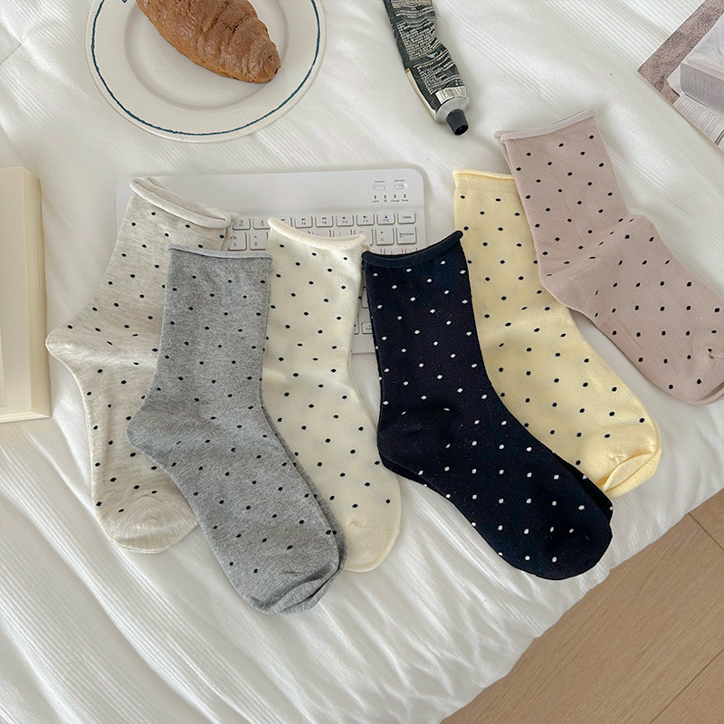 Primavera y otoño gris ondulado calcetines de mujer juguetona con calcetines de botellas de burkin japonés