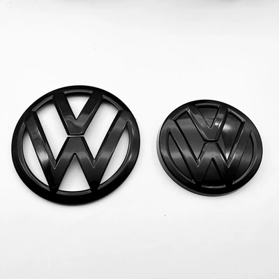 Suitable for Volkswagen 14-17 Golf 7 Generation Modified Car Logo Black Front and Rear Grille Emblem Golf Mk7 Replacement (Car logo) - golf7-front-and-rear-logos-glossy-black-replacement