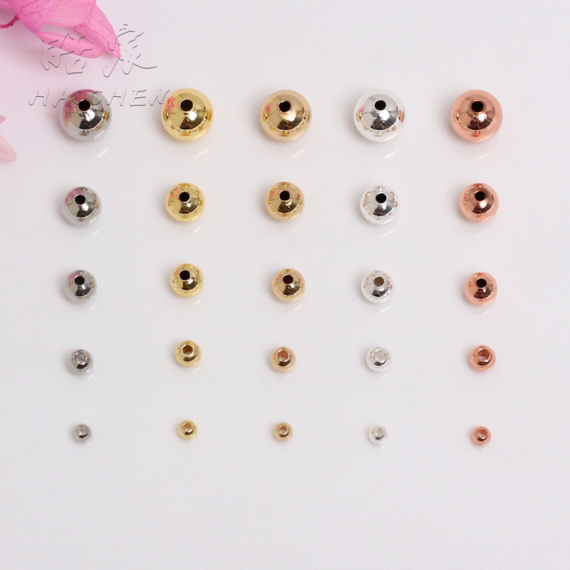 14K package gold color retention beads transfer beads small gold beads smooth copper beads diy jewelry handmade beaded accessories loose beads