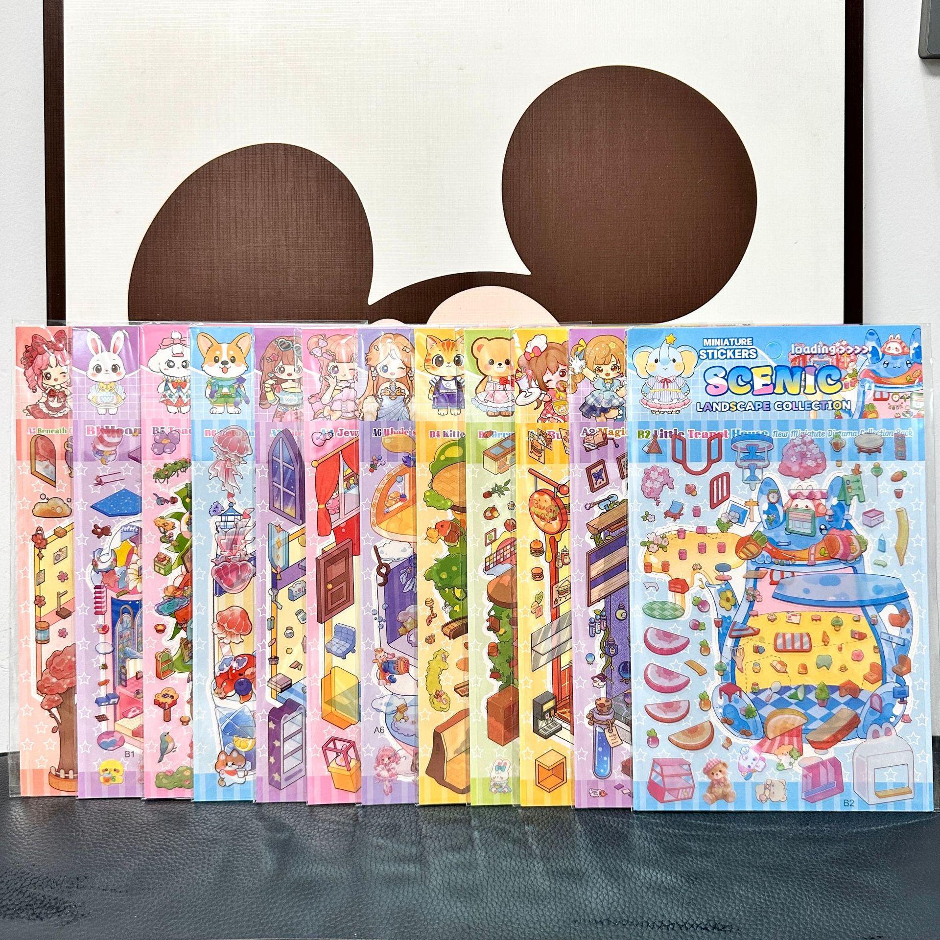 English version of decorative stickers for foreign trade, cross-border children's DIY miniature scene 3D material stickers, PET transparent stickers