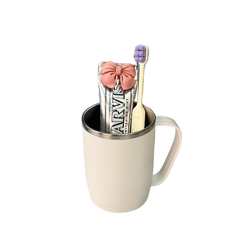 Luxury Stainless Steel Toothbrush Holder And Mouthwash Cup Set_voghion.com