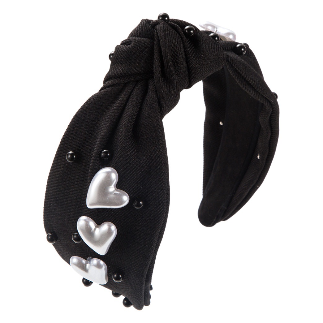 Diadema de Perlas de Moda Transfronteriza para Mujer con Múltiples Cuentas en Forma de Corazón, Accesorio para el Cabello Moderno y Dulce para el Día de San Valentín