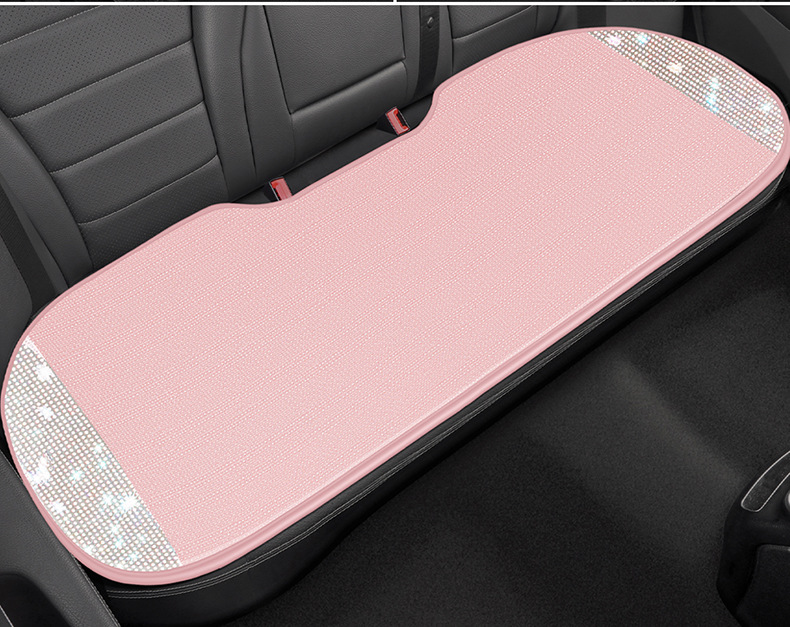 Women's Car Cushion Summer Cool Cushion High-end Atmospheric Full Diamond Car Seat Cushion Pink Four Seasons Universal Three-piece Set