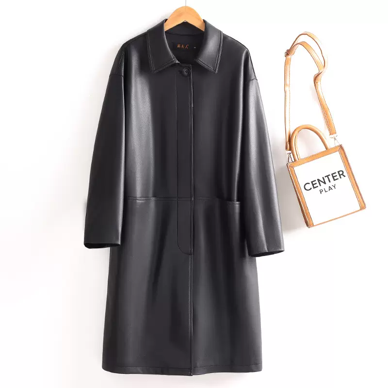 海宁真皮皮衣女中长款皮大衣宽松显瘦绵羊皮风衣外套2025秋冬新款