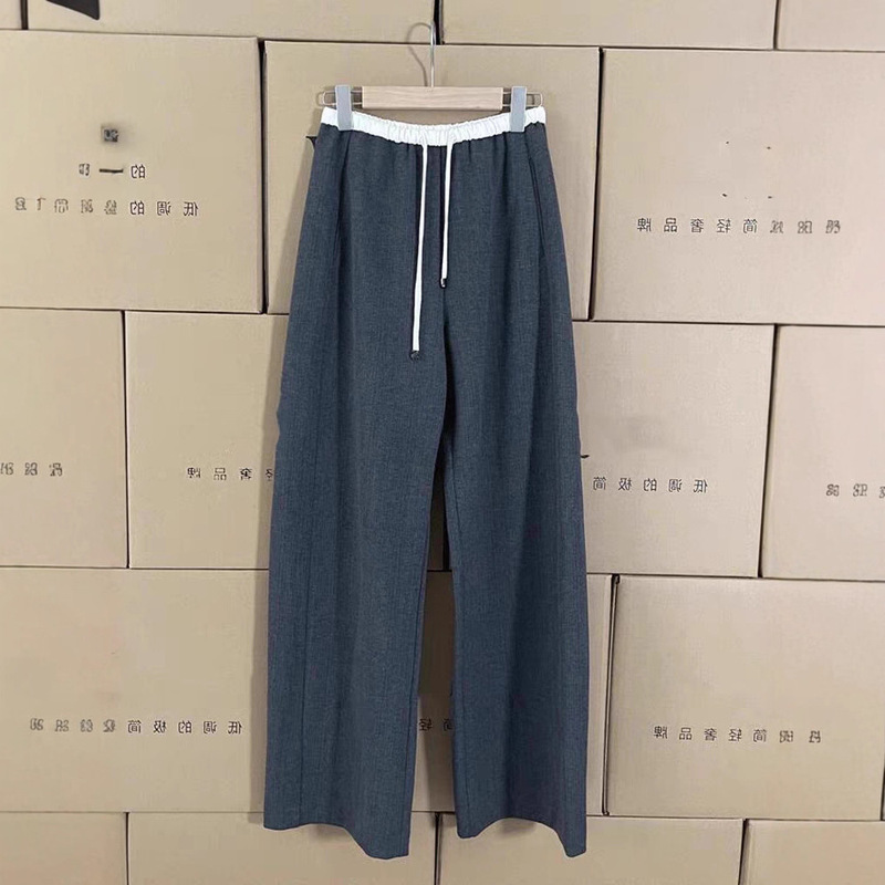 2026 Spring and Autumn New Design Niche Gray Suit Casual Pants for Women European Style Draped Straight Wide-Leg Trousers