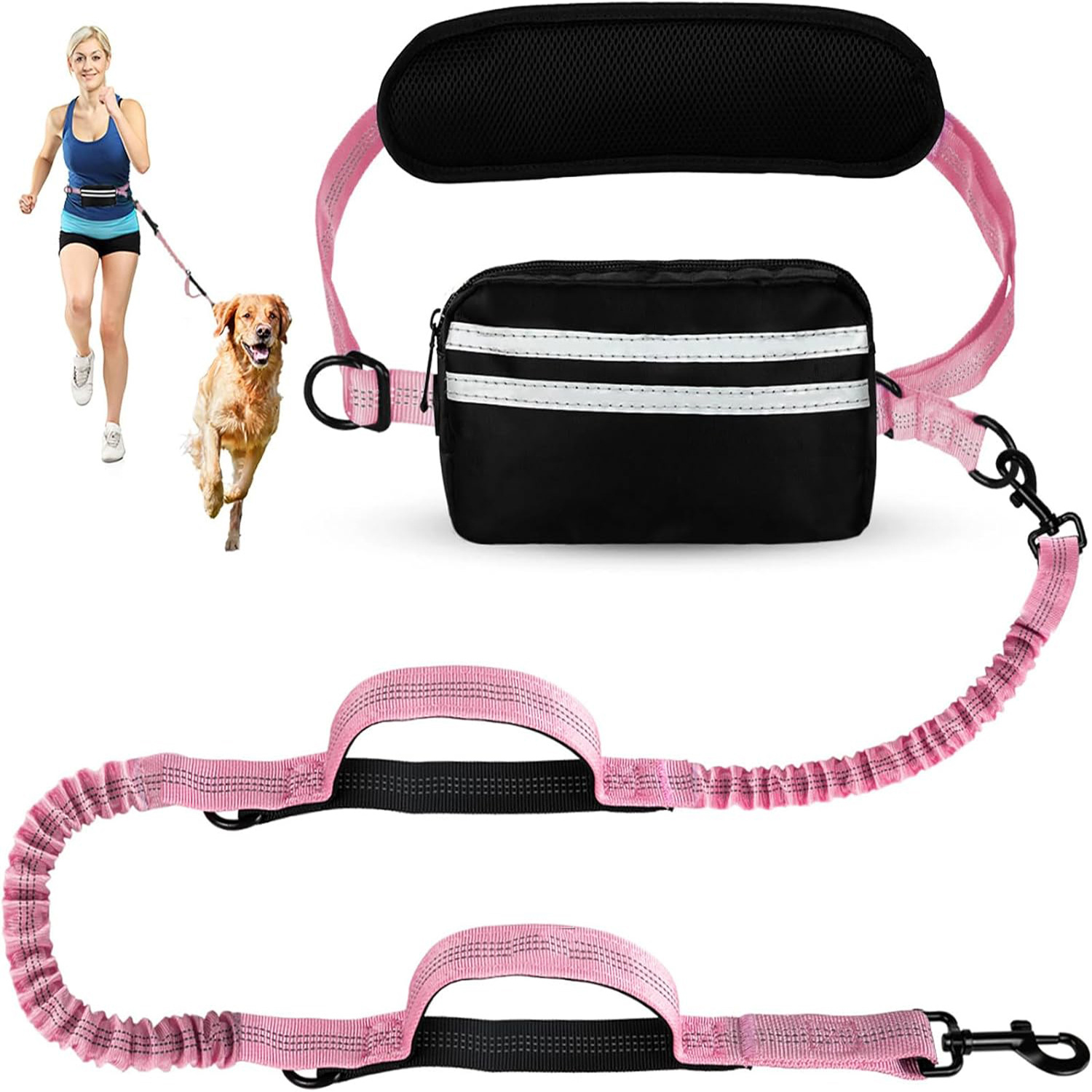 Amazon's Best-Selling Running Waist Bag, Dog Walking Belt, Traction Rope, Reflective Safety Retractable Outdoor