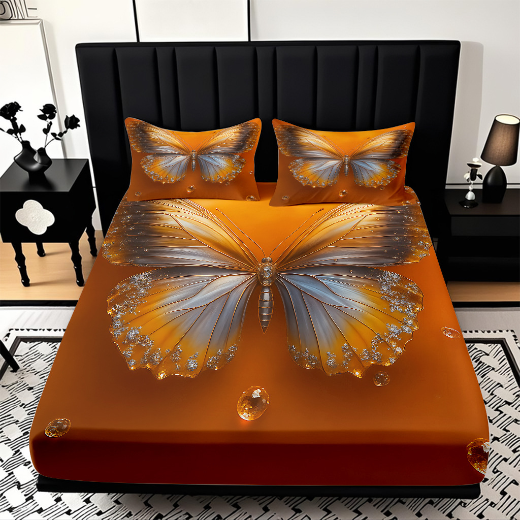 TEMU / JIT cama abrasiva Kits de almohada mariposa de color impresión digital 3D fuente de ropa de cama fabricantes