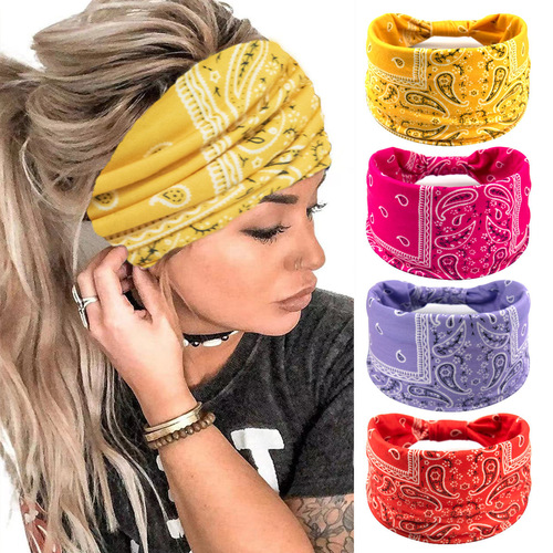 European and American hairbands, bohemian headbands, leopard print headbands, knotted headscarves, stretchable twisted head wraps, striped fabric headbands