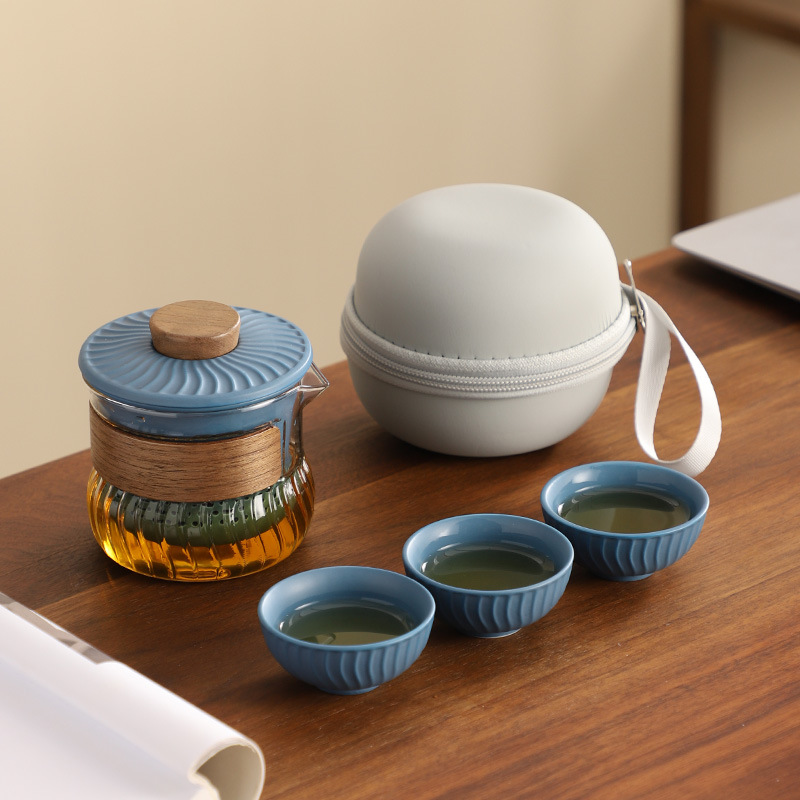 Ceramic glass tea set for traveling