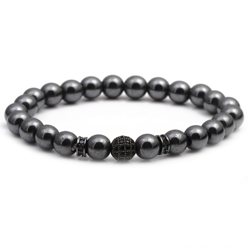 Pulsera de los hombres de la bola del Diamante Negro de la bola del diamante europeo y americano simple Arco Iris transfronterizo