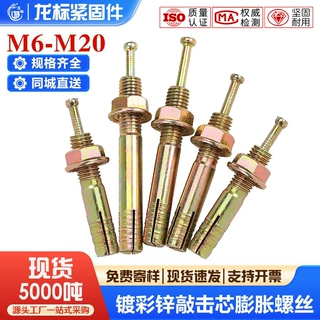 定制镀彩锌敲击式膨胀壁虎打入式拉爆膨胀螺丝击芯膨胀螺丝工厂