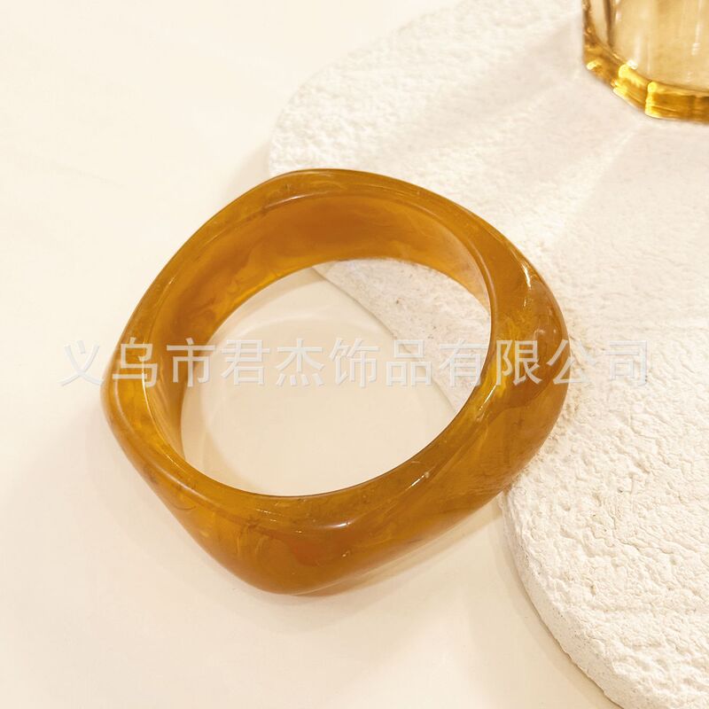 欧美几何晕染咖色树脂手镯不规则方形手环小众设计个性手饰潮批发|undefined