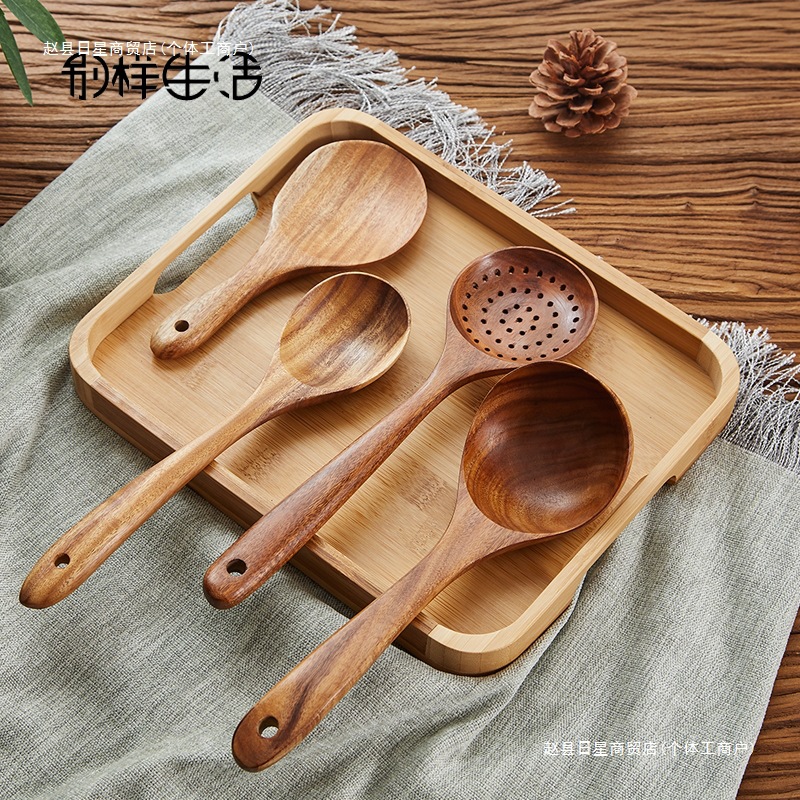 煎铲饭勺汤勺捞漏勺厨具不粘锅炒菜铲子泰国柚木锅铲鸡翅木大饭铲