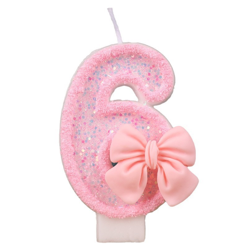 国境を越えた売れ筋のピンクのリボンデジタル誕生日キャンドルケーキデコレーション1歳の手作り誕生日キャンドル0-9|undefined