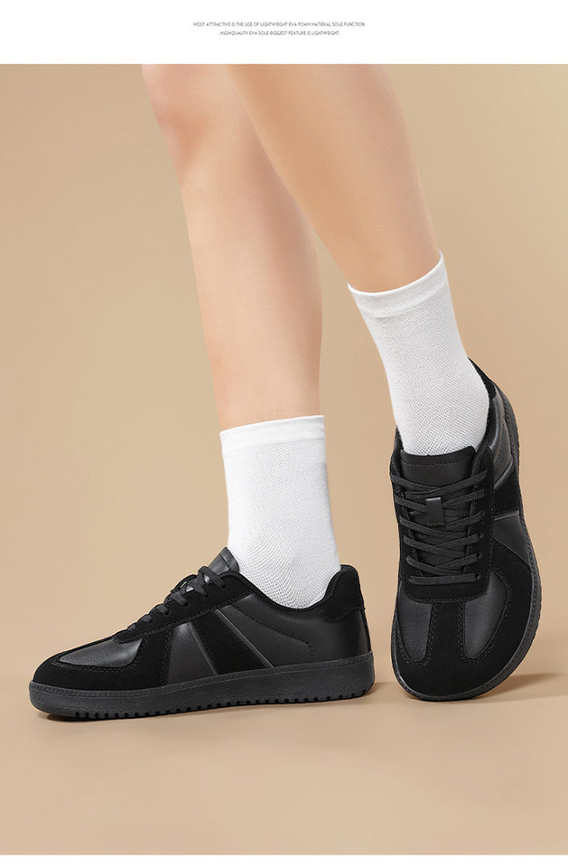 Giày sneaker da lì phối lưới form rộng mũi tròn, đế cao 3–5 cm, dây buộc, unisex — Trắng đen, Xám trắng, đen chi tiết 31