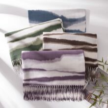 2025新款柔软保暖仿羊绒斑马条纹流苏围巾高级感女士围脖披肩批发