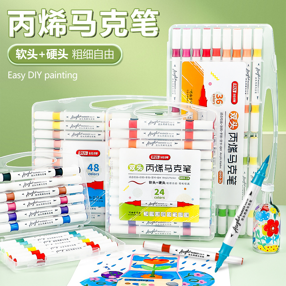 Marcador acrílico de dos cabezas Bolígrafo de graffiti de arte para niños Bolígrafo especial de arte Marcador impermeable e impermeable lote de stock