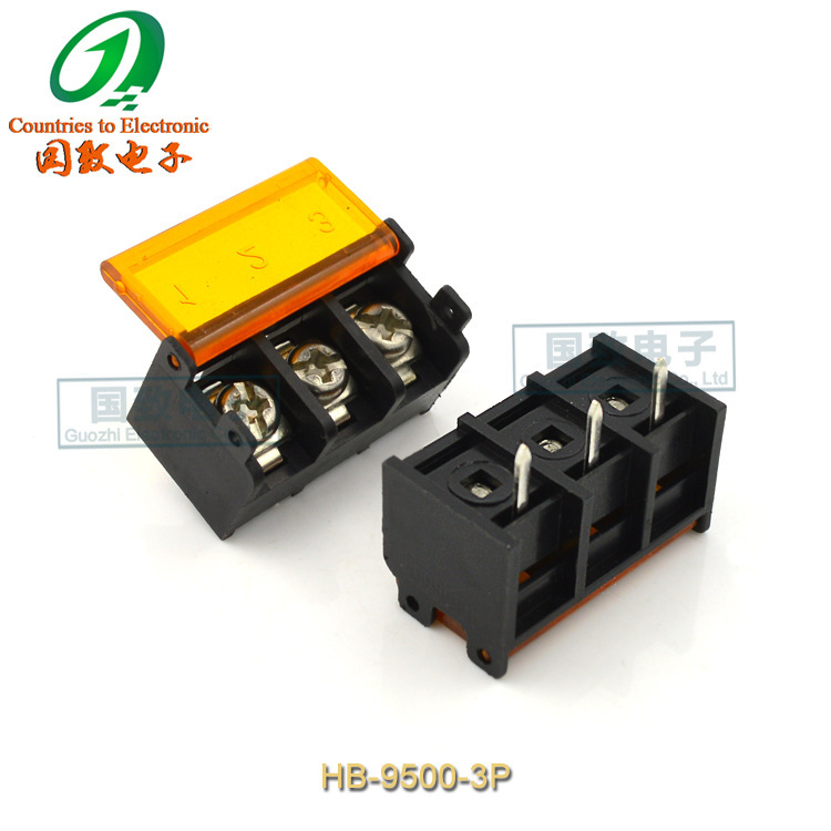 HB9500-9.5mm カバーなし プラスイエローカバー フェンスタイプ 端子台 2P/3P/4P/5P/6P ブラック フェンスタイプ|undefined