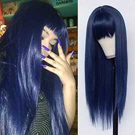 厂家直销爆款齐刘海长直发假发 欧美女士假发短直发hair wigs