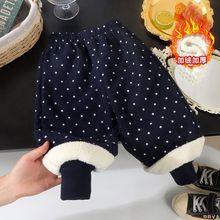 女童2025新款加絨保暖冬季洋氣森系碎花波點百搭休閑褲韓版寬松褲