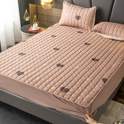 New quilted fitted sheet single piece anti-slip bedspread protective pad hotel Simmons protective cover brushed dust cover wholesale