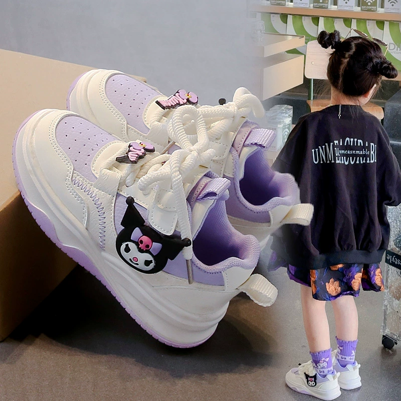 Новые детские спортивные кроссовки для девочек на осень 2025 года: легкие, на толстой подошве, на липучках, универсальные, в стиле «папины кроссовки» для детей постарше