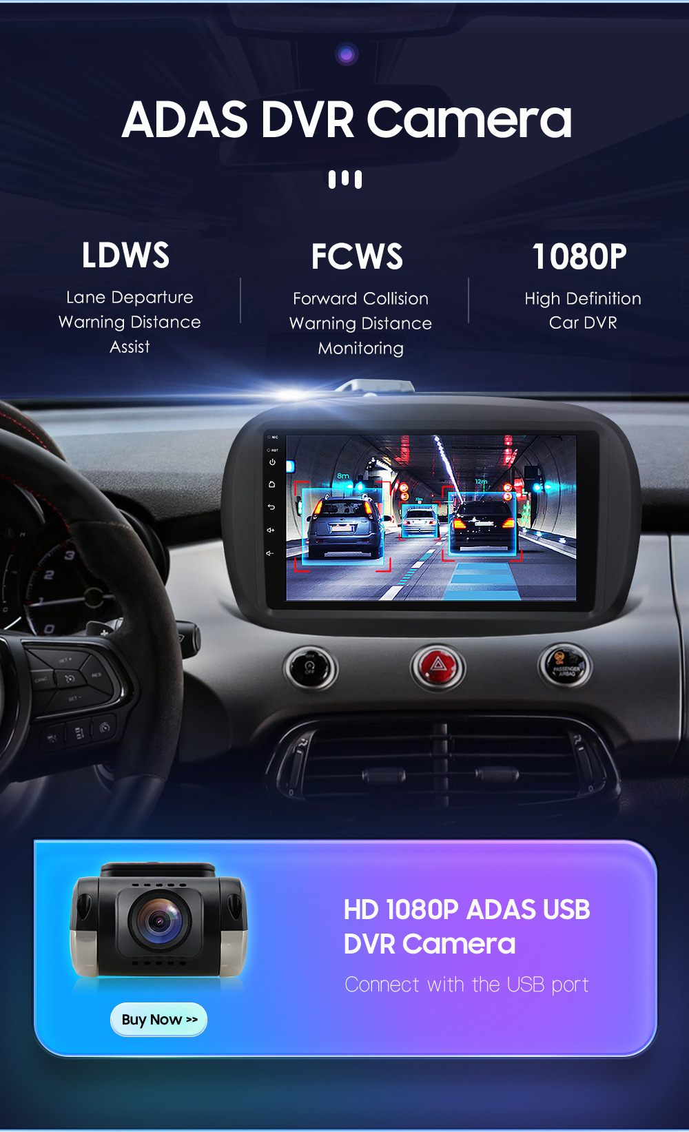 9-inch suitable for 14-20 Fiat 500X Android car central control large screen navigator Wireless carplay