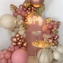 復古粉沙白色氣球花環套裝 金屬玫瑰金氣球新娘 嬰兒淋浴波西米亞