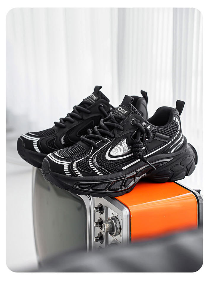 Giày sneaker dad shoes nam cỡ lớn, thân lưới thoáng khí, đế dày tăng chiều cao, gót 3–5 cm — D 71m Thẻ, D71 màu đen, D71 xám bạc chi tiết 12