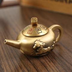 Turntable brass handle pot, turn the horse pulls the treasure hand piece, pressure relief device, desktop office ornament handle pot